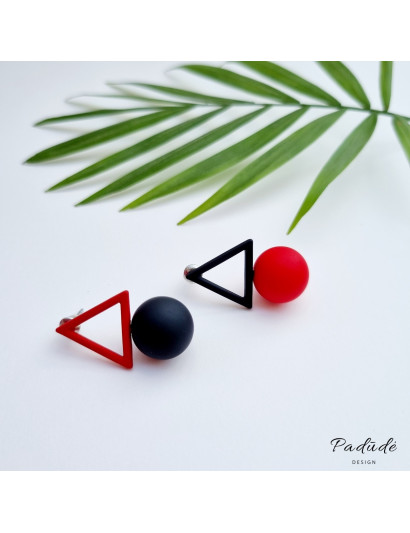 Earrings "Figures" red/black