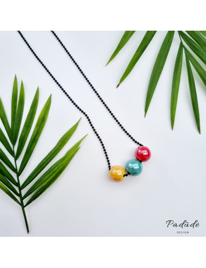 Necklace "Yellow green red"